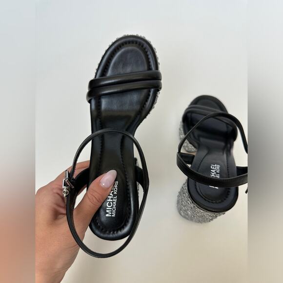 Michael kors Laci Embellished Leather Platform Sandal size 6 - Picture 7 of 16